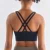 Nylon Top Women Bra Sexy Top Woman Breathable Underwear Women Fitness Yoga Sports Bra For Women Gym 22 Colors - Dark Blue - XL