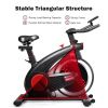 Stationary Exercise Bike Silent Belt with 20LBS Flywheel - Black+red