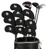 10pcs Golf Club Covers Protectors Headcovers Accessories For Prevent Scratches Or Damage - Black