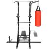 Power Tower with Sit-up Bench and Boxing Bag - Black