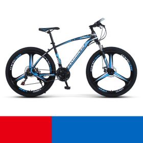 Shock Absorbing Bike Outdoor Riding Variable Speed Cross-country (Option: Black blue three knife wheel-24inch 21speed)