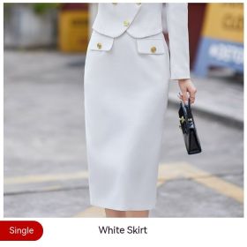 New Temperament Leisure Formal White Blazer For Women (Option: White Skirt-XL)