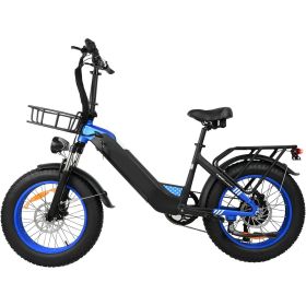 500W Motor Electric Bike For Adults, 20 X 4 Inches Fat Tire Bike,  7 Speed 48V 25MPH Removable Battery Mountain E-Bike (Option: DP2003 Blue)