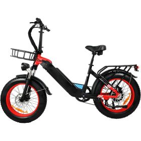 Electric Bike For Adults, Snowmobile 20 X 4 Inches Fat Tire Bike, 500W Motor Electric Bicycle, 25MPH Mountain E-Bike (Option: DP2003 Red)