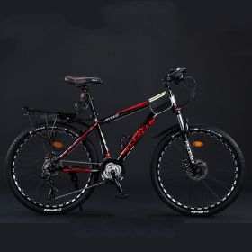 Variable Speed Shock Absorption Mountain Bike (Option: Black red-Spoke wheel-26inches27speed)