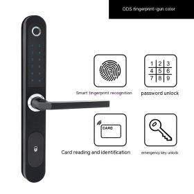 Fingerprint Lock Password Lock Credit Card Sensing Electronic Lock (Option: Black Long Handle Fingerprint)