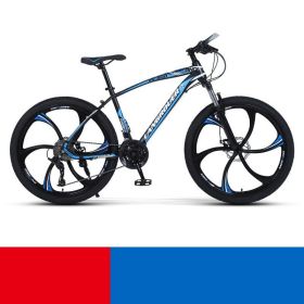 Shock Absorbing Bike Outdoor Riding Variable Speed Cross-country (Option: Black blue six knife wheel-26inch 24speed)