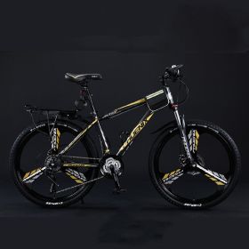 Variable Speed Shock Absorption Mountain Bike (Option: Black gold-Three knife wheel-26inches27speed)