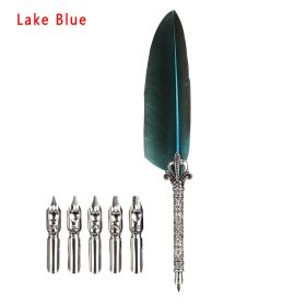 Paper Card Feather Pen Water Pen Nib (Option: Lake Blue-0.5mm)