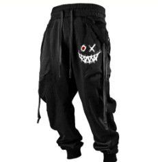 Printed 3D Sweatpants Plus-sized Casual Men (Option: Black-XXL)