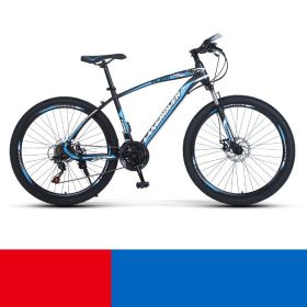 Shock Absorbing Bike Outdoor Riding Variable Speed Cross-country (Option: Black and blue spoke wheel-24inch 21speed)