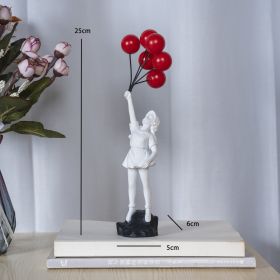 Balloon Girl Living Room Creative Resin Decorations (Option: White Balloon Little Girl)