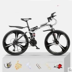 Dual Shock Absorbing Off-road Variable Speed Racing Male And Female Student Bikes (Option: Black white-3 Style-24speed)
