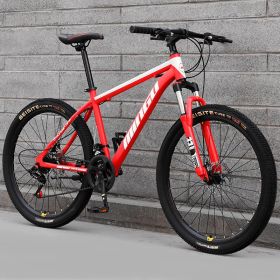 Mountain Bike Bicycle 24 26 Inch Disc Brake Shock Absorption Bicycle Men's And Women's Variable Speed Bicycle (Option: Red Spoke wheel-24speed)