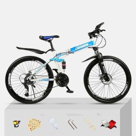 Dual Shock Absorbing Off-road Variable Speed Racing Male And Female Student Bikes (Option: White blue-1 Style-24speed)