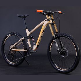 Aluminum Alloy Soft Tail Oil Brake Damping Mountain Bike Bicyc (Option: Beige-High configuration version-26x17inch)