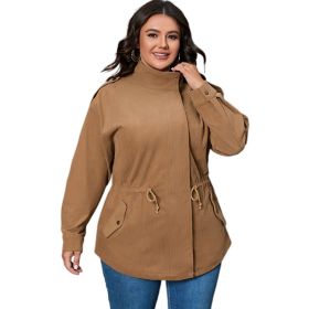 Plus Size Women's Jacket Coat Loose (Option: Dark Brown-5XL)