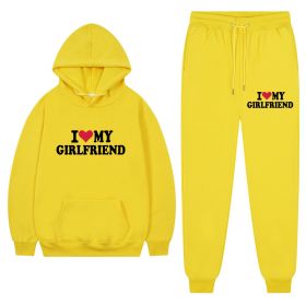 I Love My Girlfriend Print Casual Suit (Option: Yellow 1-L)